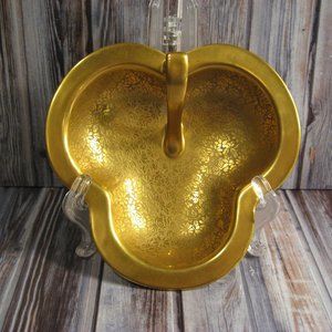 PICKARD ROSE & DAISY GOLD ENCRUSTED OPEN CANDY DISH